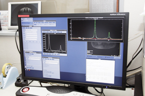 R\[̃j^ɉfoꂽMRS̃XyNgBʐ^ɂ͂ȂCƂȂɐݒuꂽPCł́C䕔炪J\tgEGAɂALAVA-Flex̉摜Ƃɓbg[XĖʐς̑肪sĂB