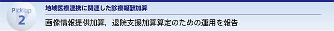 Pick up 2 地域医療連携に関連した診療報酬加算 画像情報提供加算，退院支援加算算定のための運用を報告