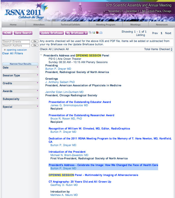 RSNA2011 Opening Session