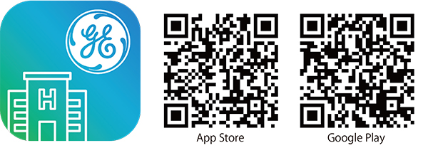 “MyGEHealthcare App”はApp Store，Google Playからダウンロード可能