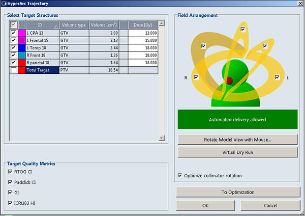 定位手術的照射（SRS）治療専用ツール“HyperArc”の画面例