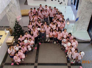 人間ピンクリボンの撮影