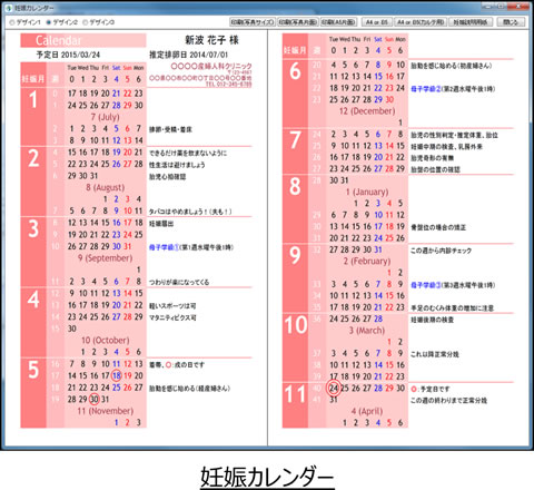 妊娠カレンダー