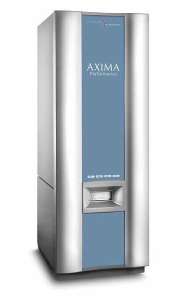 使用する同社製品 マトリックス支援レーザー脱離イオン化飛行時間型質量分析計「AXIMA Performance」