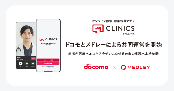 NTTドコモ，メドレー，オンライン診療・服薬指導アプリ「CLINICS」の共同運営を開始