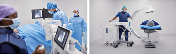 （左）手術室でZenition 30を使用（右）患者様を移動せず検査可能