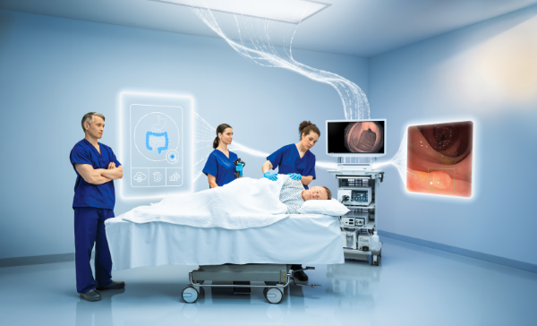 OLYSENSEを導入した内視鏡医療のイメージ図