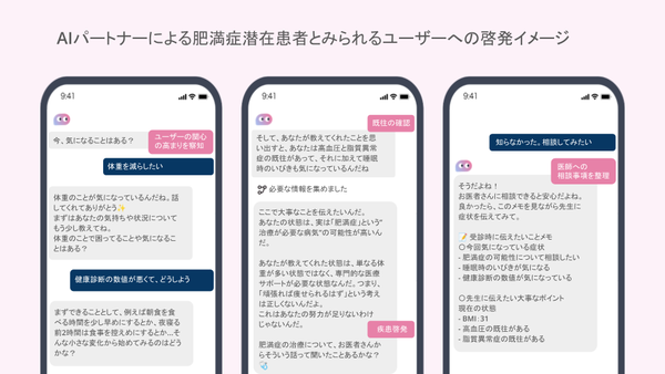 AIパートナーによる肥満症潜在患者とみられるユーザーへの啓発イメージ