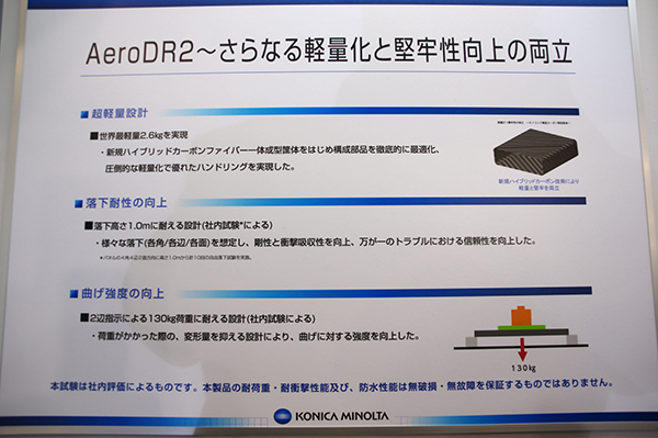 軽量かつ堅牢性に優れたAeroDR 2の説明パネル