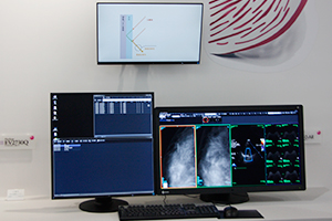 スクエアモニタと組み合わせて展示されたARコーティング仕様の「RadiForce RX850-AR」