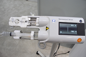 造影剤注入時の各種設定が装置のモニタで可能な「SONAZOID SHOT」