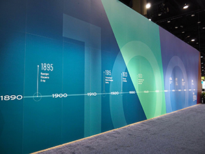 壁面は放射線医学とRSNAの歩みを紹介する年表