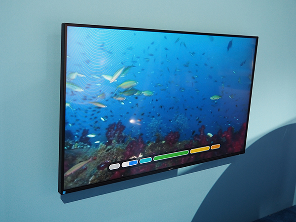 大人向けの映像など多彩なコンテンツを提供可能。検査の残り時間を表示することで，安心感が得られる。