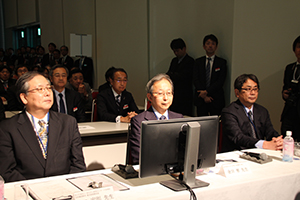 超音波部門審査員。左から水口安則 氏（国立がん研究センター中央病院），金田　智 氏（東京都済生会中央病院），畠　二郎 氏（川崎医科大学）