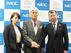日本初のサービスに取り組む，左から浜崎千賀 氏（KMSI），北原茂実 氏（KNI），中俣　力 氏（NEC）
