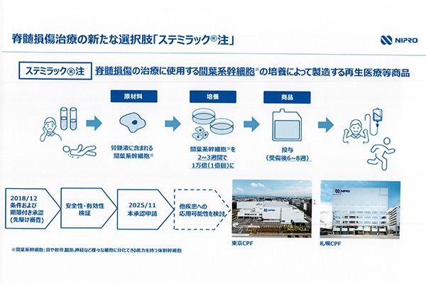 間葉系幹細胞の培養技術を用いた「ステミラック注」