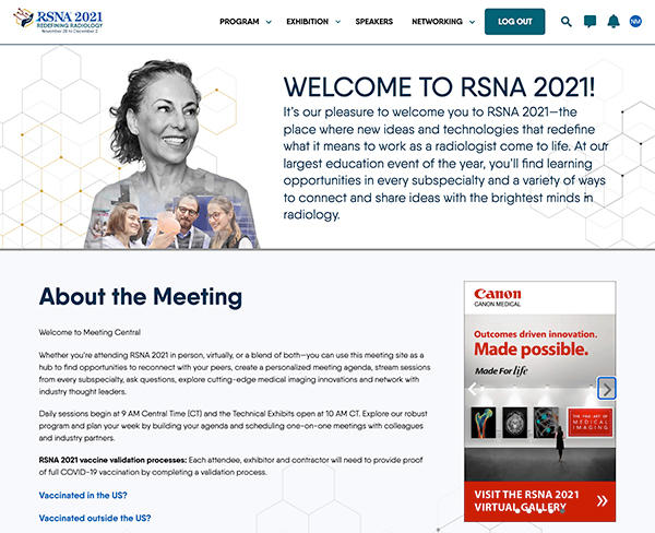 RSNA 2021のWebサイト
