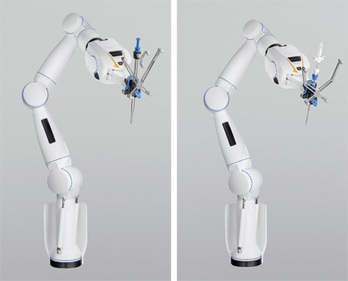 手術台レールに取り付け可能な，小型13kgのロボットアーム